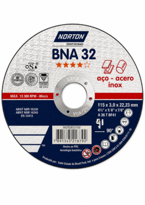 Disco De Corte 4 1/2 "X1/8 (3mm) Norton